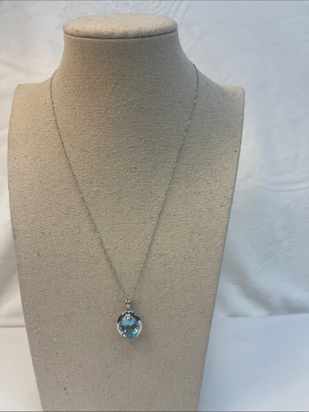 Sky Blue Topaz Rhodium over sterling silver pendant with chain
